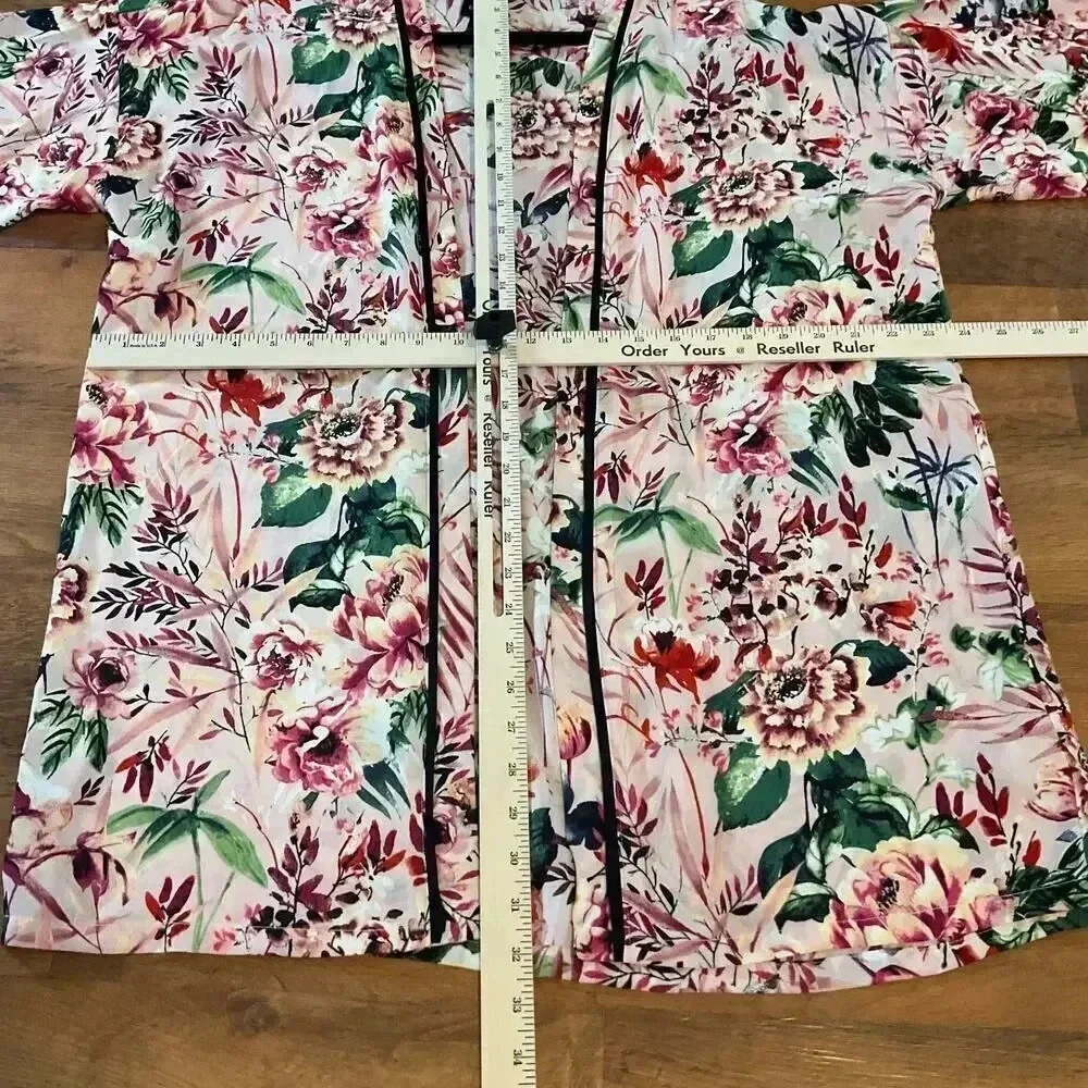 Bobeau‎ Open Front Floral Summer Kimono Womens Robe Size Small
